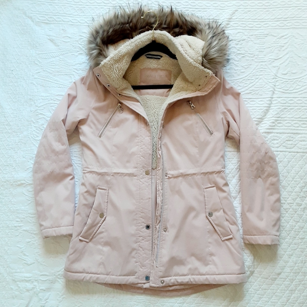 Nautica Fur Hooded Pink Parka